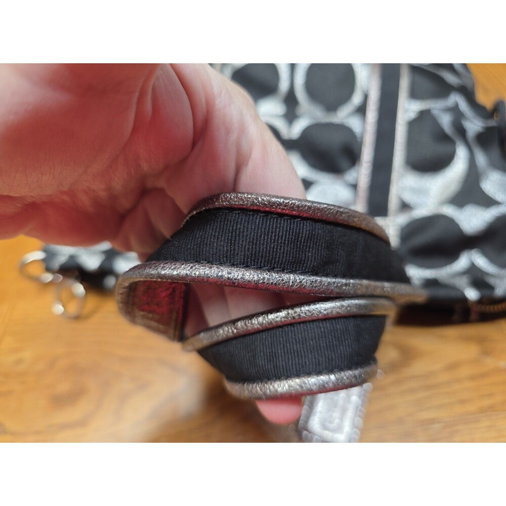 Coach Poppy Black & Silver Metallic Lurex Tote F14434 2 Hangtags - Picture 4 of 16